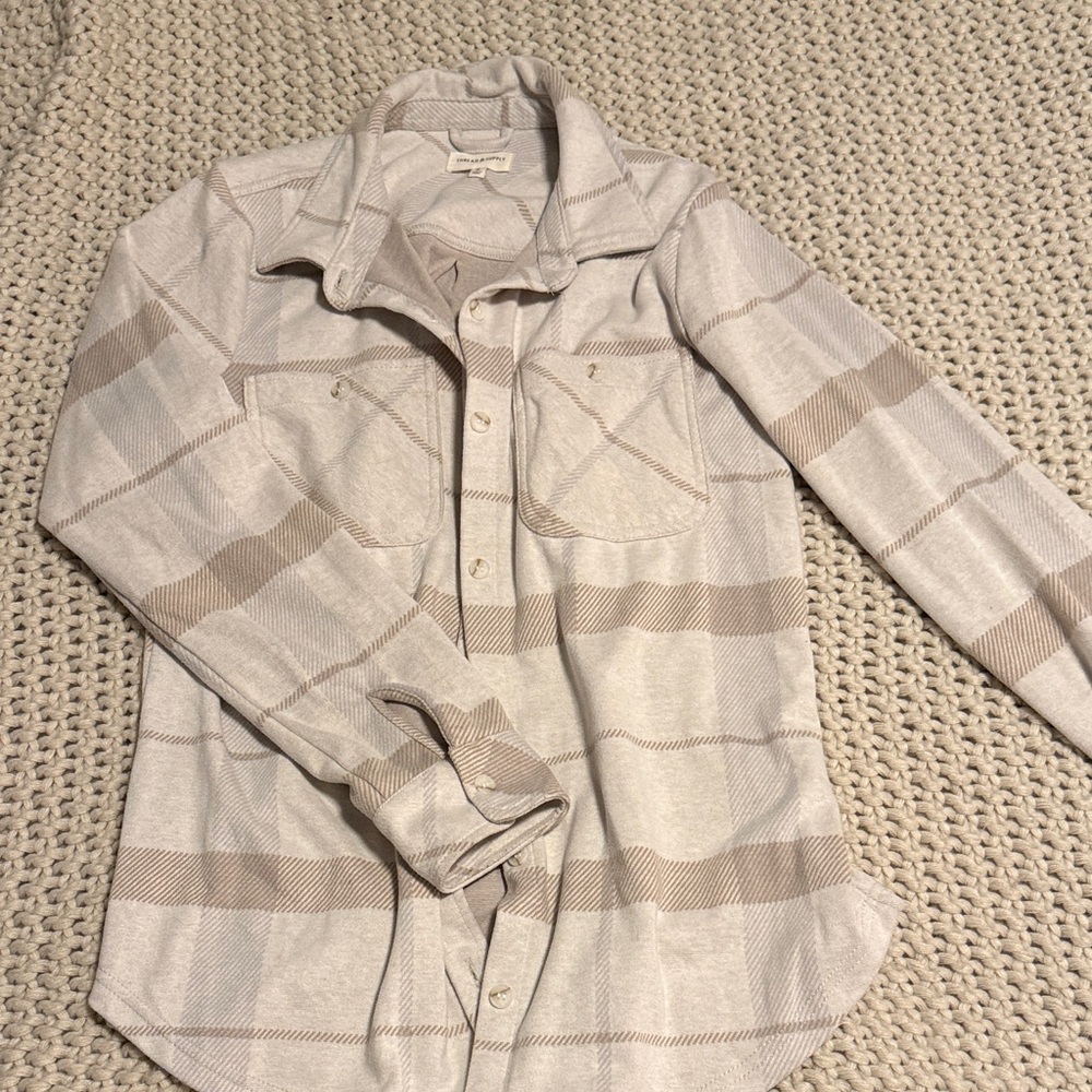 Thread & Supply Beige Plaid Button Down Shirt